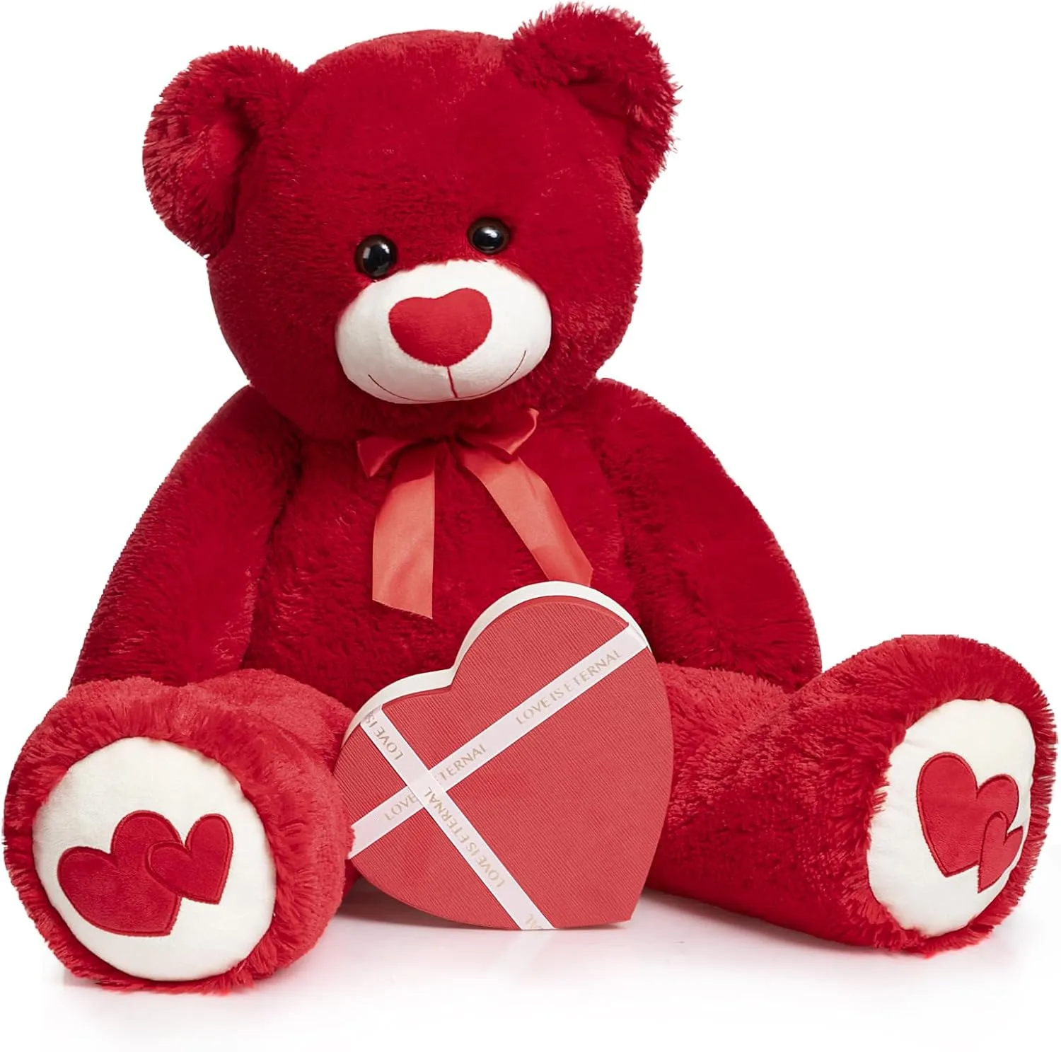 HollyHOME Big Teddy Bear Stuffed Animal Large Bear Plush with Red Heart for Girlfriend and Kids 36 inch Red