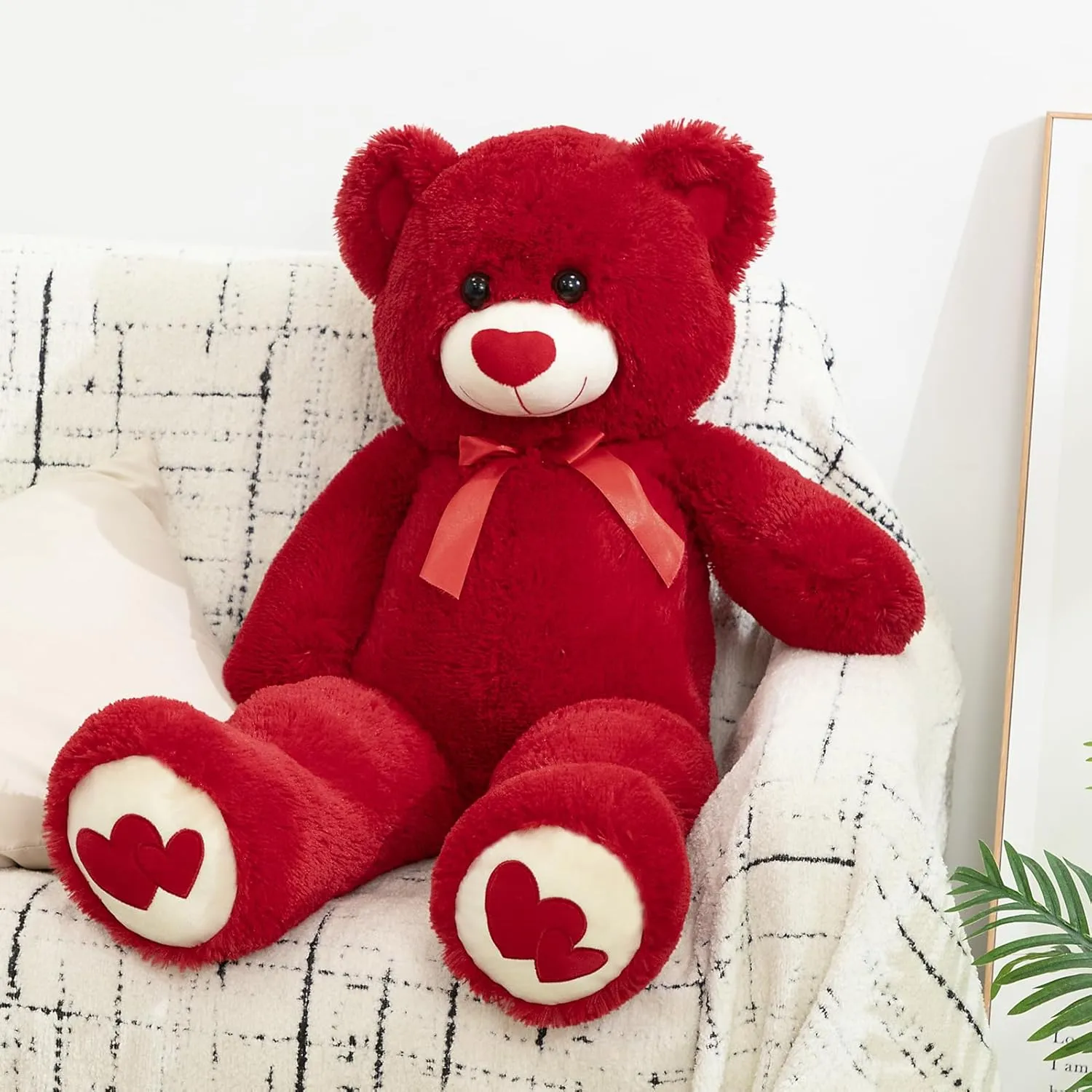 HollyHOME Big Teddy Bear Stuffed Animal Large Bear Plush with Red Heart for Girlfriend and Kids 36 inch Red