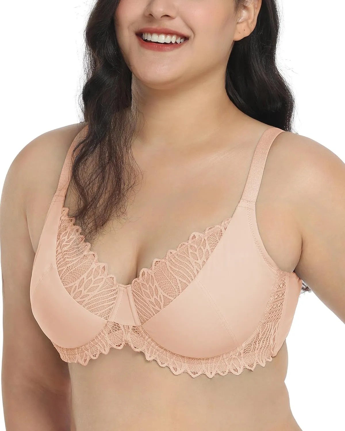 HSIA Minimizer Bra for Women - Plus Size Lace Bra Women's Full Coverage Unlined Underwire Bra for Heavy Breast