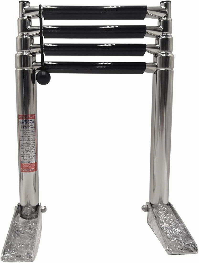 Huang-Made 4 Step Boat Ladder Stainless Steel Telescoping Marine Boat Ladder Swimming Boarding Ladder Swim Step Ladder