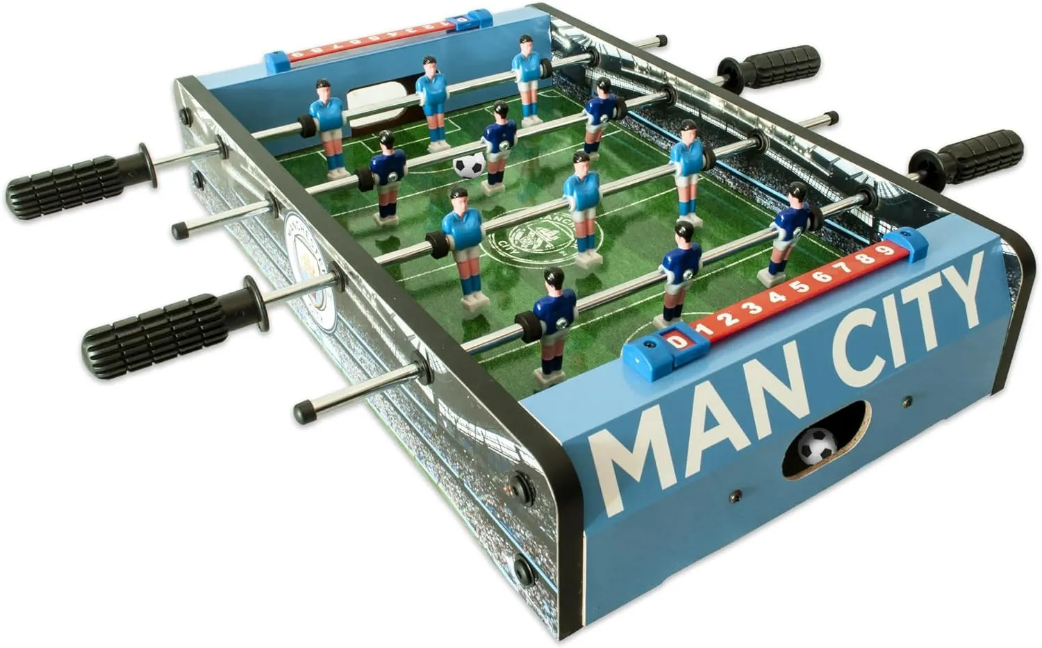 Hy-Pro Officially Licensed Manchester City FC Soccer Foosball Game Table, 20 Inch, Compact Tabletop Size for Living Room & Office, Durable 2-Player Sports Game with Team Branding