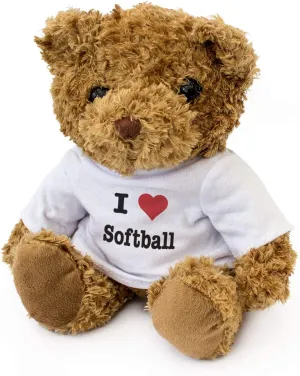 I Love Softball - Teddy Bear - Cute Soft Cuddly - Gift Present Birthday Xmas