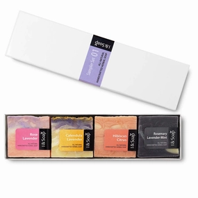 I & SOAP, 4pcs Mini Sampler Set (01) - Guest Soap - Travel Soap - 100% Natural & Organic Materials - Handcrafted Herbal Soap - Gentle and Effective Facial, Hand and Body Cleansing Soap Bars.