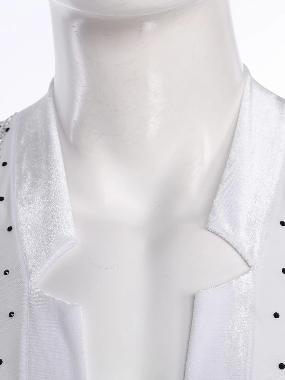 iiniim Men's Latin Dance Leotard Deep V-neck Velvet Patchwork Rhinestones Bodysuit Ballroom Salsa Samba Tops Shirt