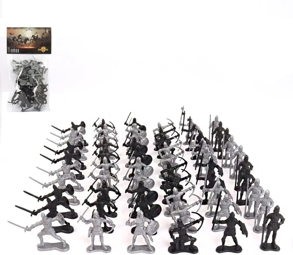 ikasus Army Men Toys for Boys, 60 PCS Ancient Soldier Figures, Middle Ages Army Infantry Archer Sword and Shield Swordsman Archaic Soldiers Medieval Knights Figures