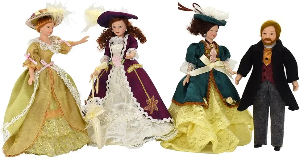 iland Dollhouse People 1/12 Scale, Victorian Dollhouse Nobleman & Lady (Victorian Noble 4pcs)