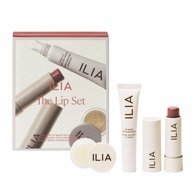 ILIA - The Lip Set Limited Edition 3 Piece Clean Beauty Gift Set | Lip Wrap Reviving Balm, Balmy Tint Lip Balm in Memoir   Lip Wrap Overnight Treatment | Non-Toxic, Vegan, Cruelty-Free Makeup