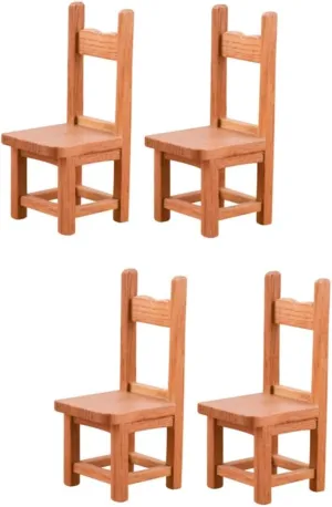 IMIKEYA 2sets Miniature Decorative Chair Modern Miniature Wooden Chair Set Doll House Accessories for Mini House Decor 2pcs*2
