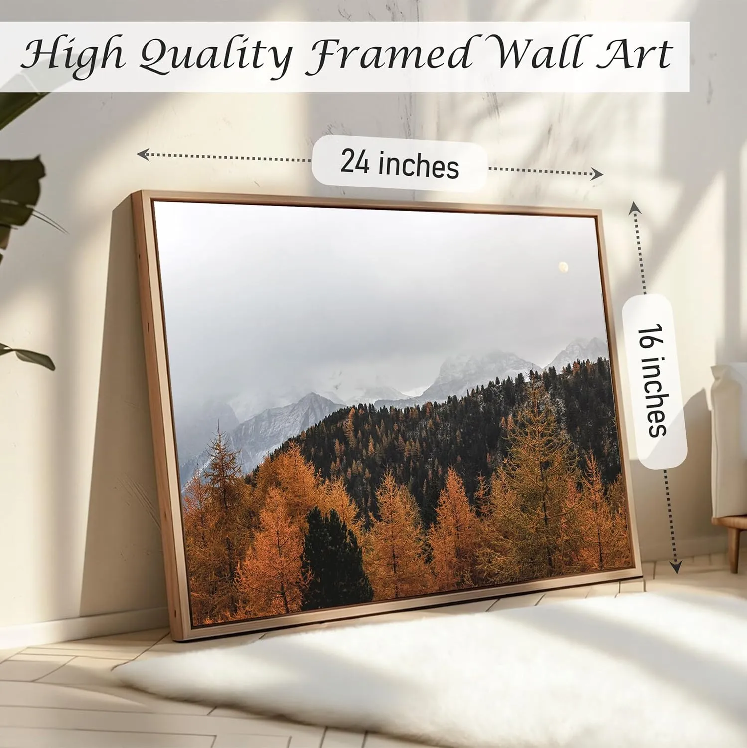 Induslyfe Large Framed Wall Art Decor Forest Landscape Canvas Mystic Cloud Forest and Mountain Landscape Snow Nature Wilderness Cozy Wall Art for Home Bathroom Living Room Kitchen 16x24in