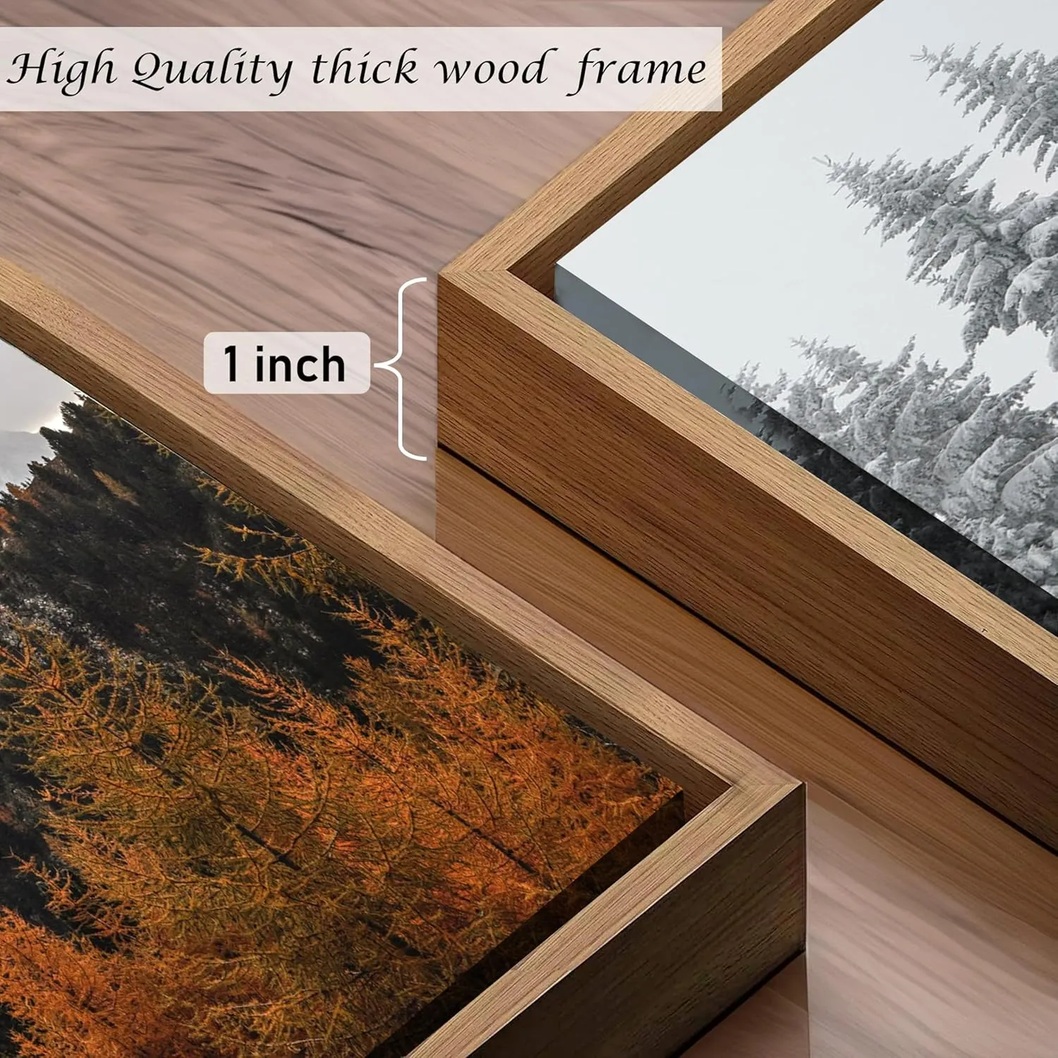 Induslyfe Large Framed Wall Art Decor Forest Landscape Canvas Mystic Cloud Forest and Mountain Landscape Snow Nature Wilderness Cozy Wall Art for Home Bathroom Living Room Kitchen 16x24in
