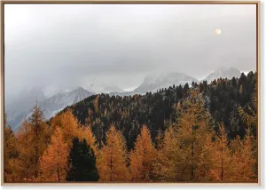 Induslyfe Large Framed Wall Art Decor Forest Landscape Canvas Mystic Cloud Forest and Mountain Landscape Snow Nature Wilderness Cozy Wall Art for Home Bathroom Living Room Kitchen 16x24in