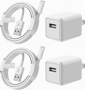 iPhone Charger [MFi Certified] Long 2 Pack 10FT Lightning Cable Cube iPhone Charging Transfer Cord Cable with USB Plug Wall Charger Block Travel Adapter for iPhone 14/13/12/11/SE 2022/8/7/XS/XR/X/iPad