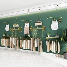 Iron Wall Mounted Clothes Rack (10 Pack),Industrial Clothing Hanging Rod,Gold Creative Display Rack,Home Clothing Store Display Rack (A B),AB600CM