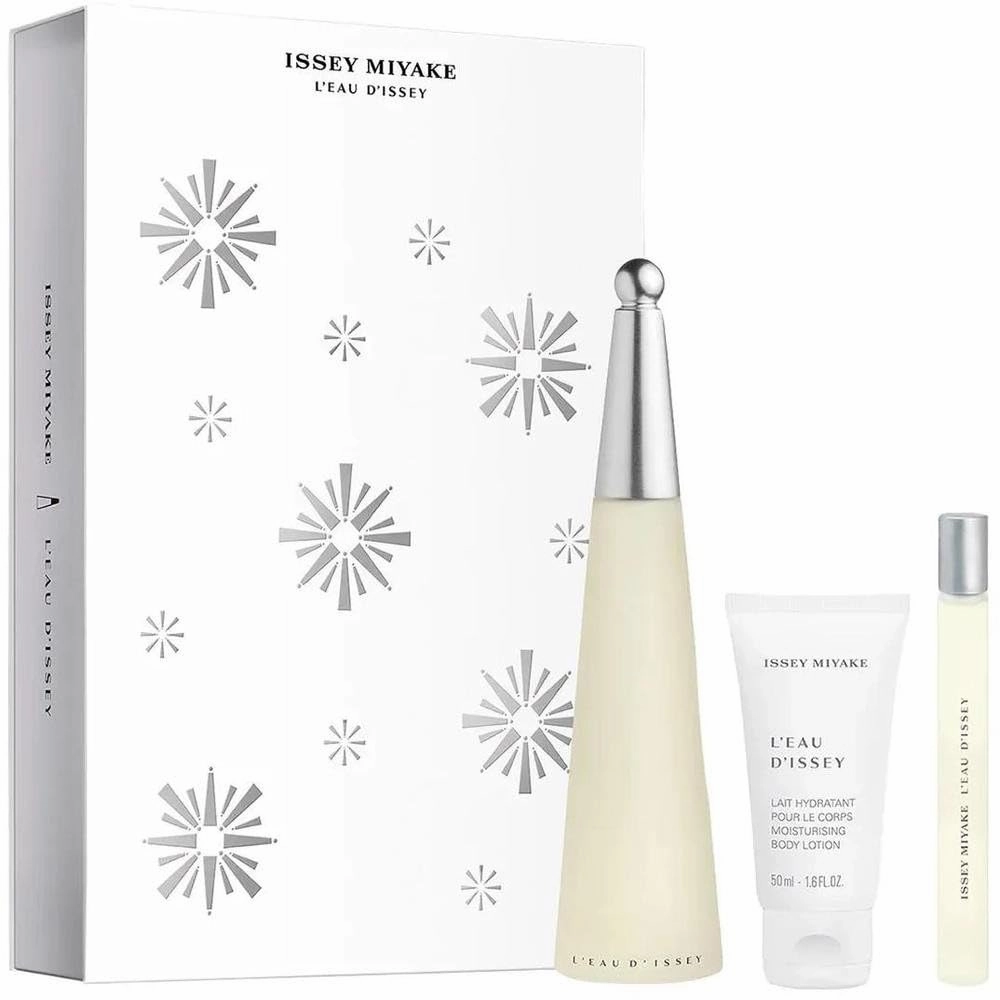 Issey Miyake L'eau D'issey 3-Piece Set for Women, (3.4 Eau De Toilette Spray  0.33 Oz Eau De Toilette Spray   1.6 Oz Body Lotion)