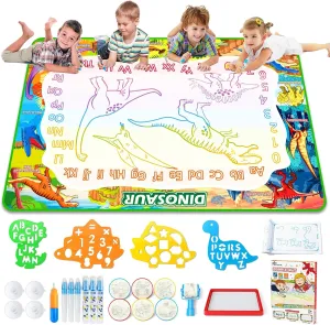 Jasonwell Aqua Water Doodle Mat 60x40 Inches Large Magic Drawing Doodling Mat Coloring Mat Educational Toys Christmas Birthday Gifts for Kids Toddler Boys Girls Age 2 3 4 5 6 7 8 Year Old (Dinosaur)