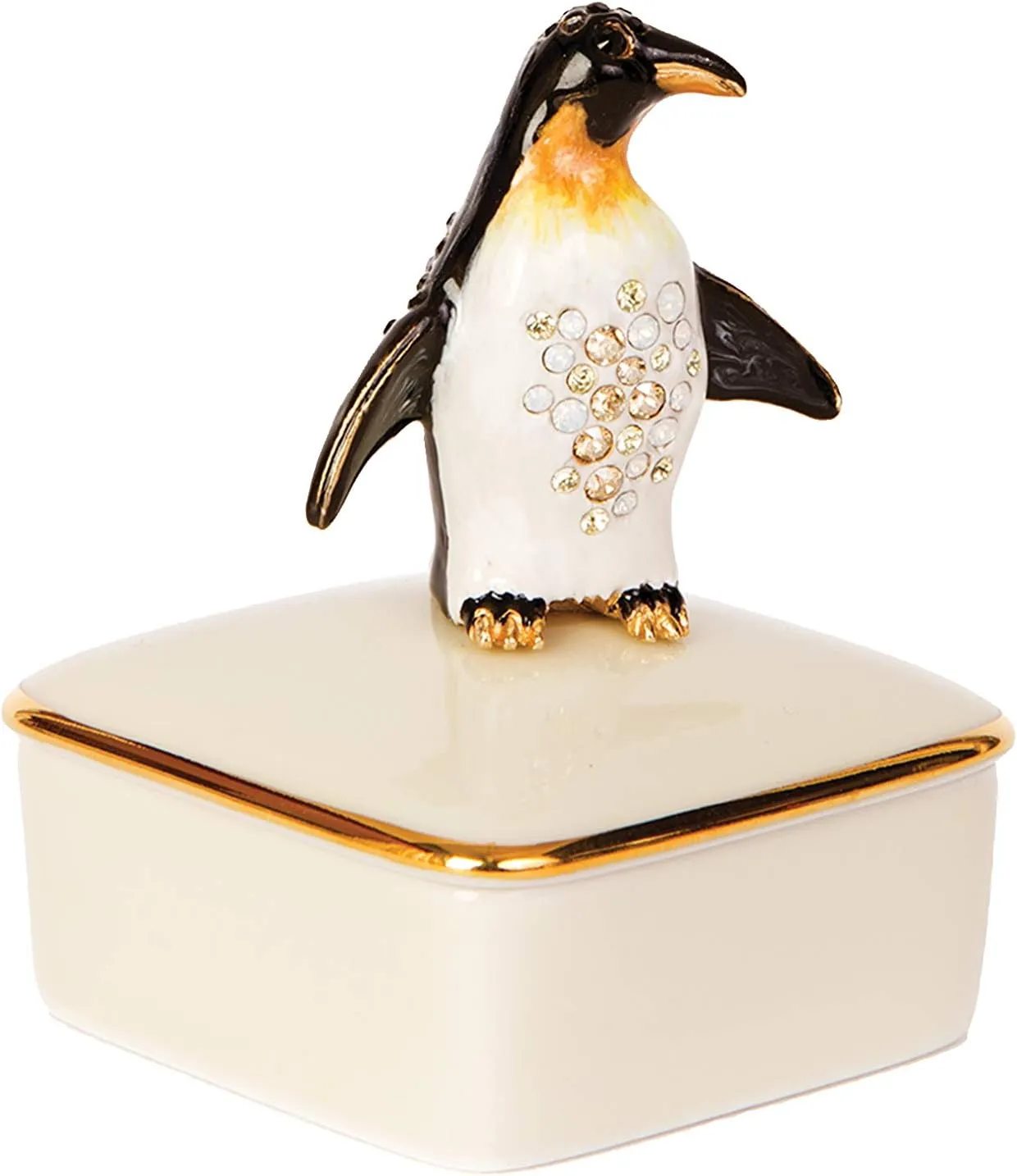 Jay Strongwater Penguin Porcelain Box, Octavio