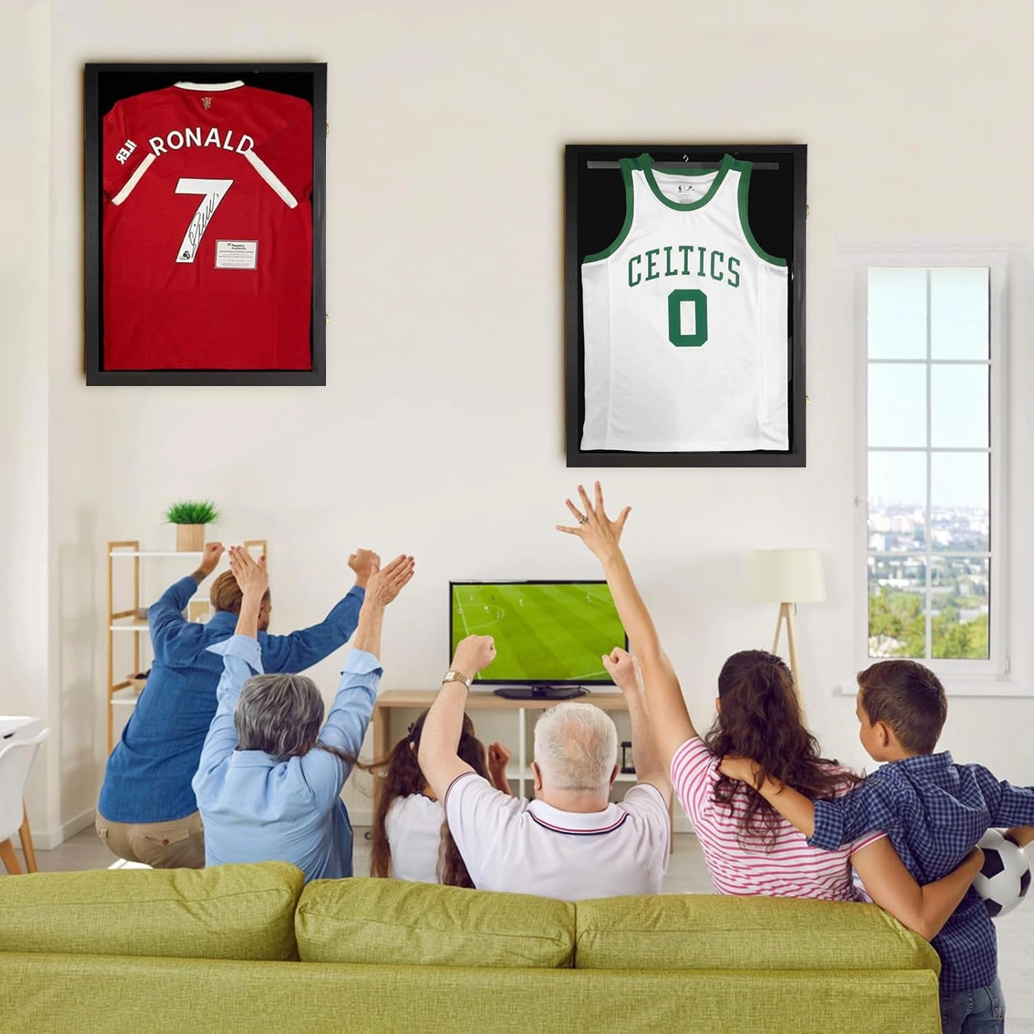 Jersey Frame Display Case ,Lockable Flat Jersey Shadow Box with 98% UV Protective Acrylic Door for Football,Hockey,Basketball,Baseball Sports Jersey (Black, 1 Pack)