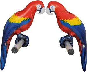Jet Creations 2-PK Inflatable Parrot Scarlet Macaw, Yellow Red Blue Lifelike Animal Bird Figure, Size 24 inch Tall, Toys for Kids Luau Party Decorations Supplies Favors, JC-2PARROT