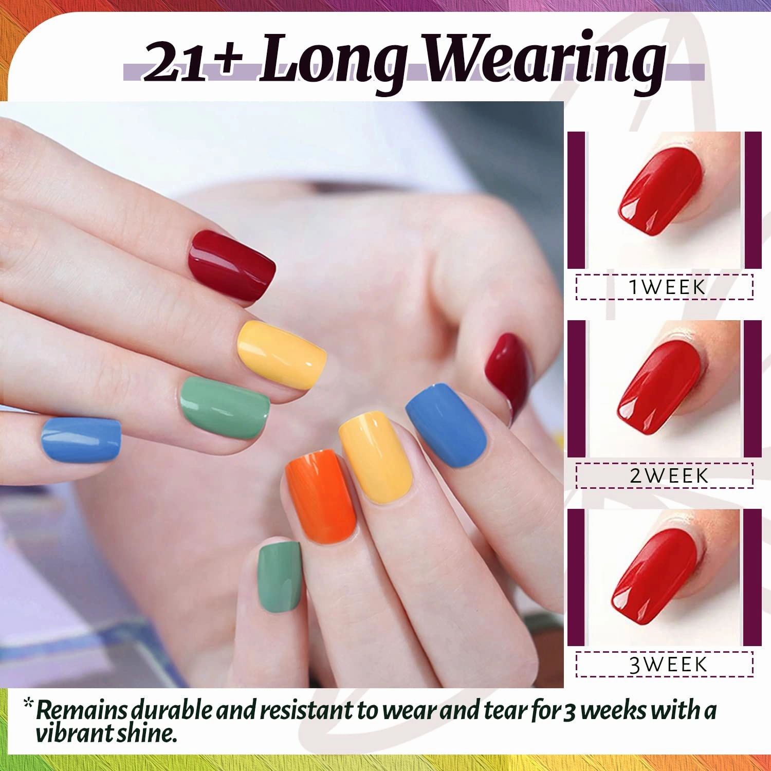 JEWHITENY 45 PCS Gel Nail Kit with 42 Colors Nail Polish Set Green Blue Red Pink Collection Gifts for Women