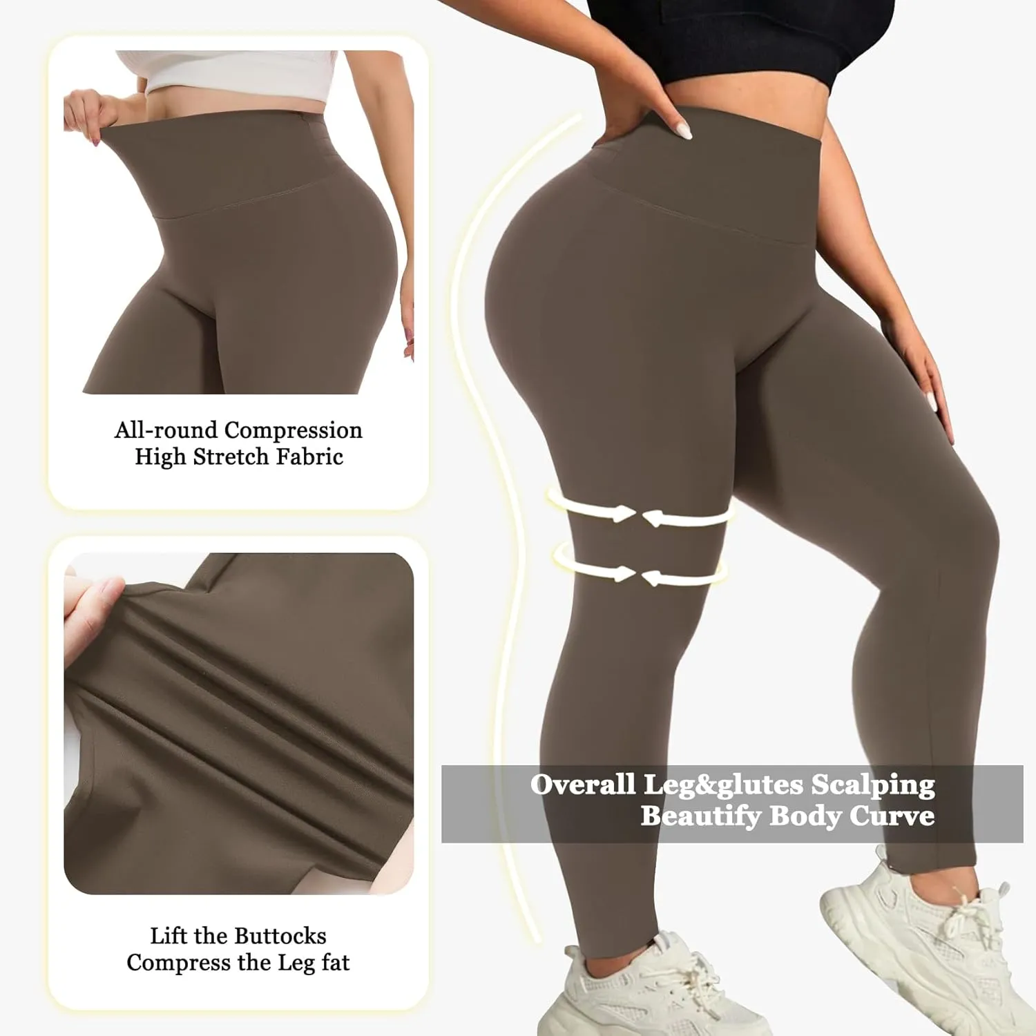 JGS1996 Plus Size Compression Leggings for Women Tummy Control High Waisted Butt Lifting Shapewear Leggings Workout Pants Gym