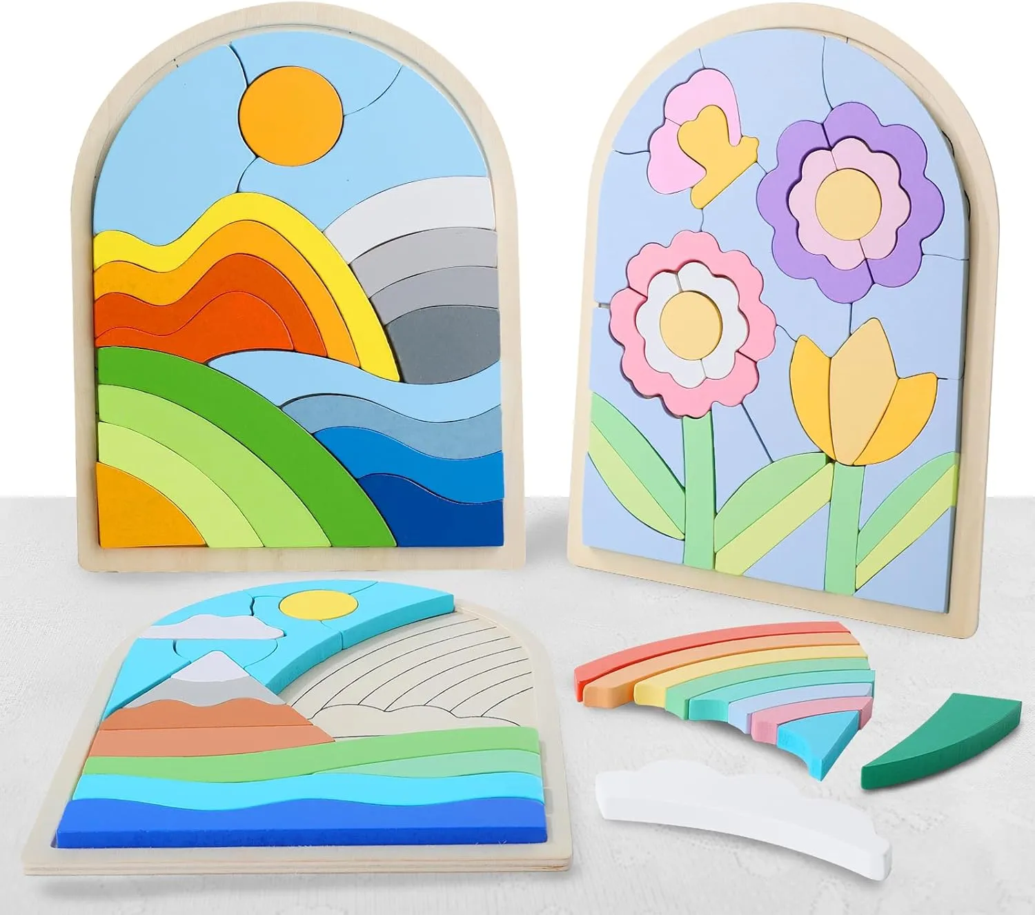 Jigsaw for Baby Boys, Wooden Puzzles for Toddlers 3-5, Boys Girls Birthday Gift for Kids Ages 4-6, Toddler Puzzles Montessori Toys for 3 Year Old, Great Gifts for 3  Year Olds (3 Pack)
