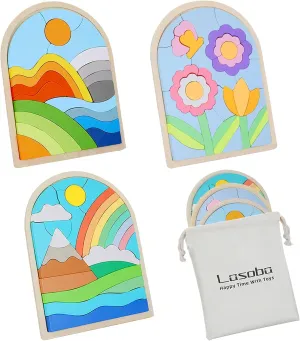 Jigsaw for Baby Boys, Wooden Puzzles for Toddlers 3-5, Boys Girls Birthday Gift for Kids Ages 4-6, Toddler Puzzles Montessori Toys for 3 Year Old, Great Gifts for 3  Year Olds (3 Pack)