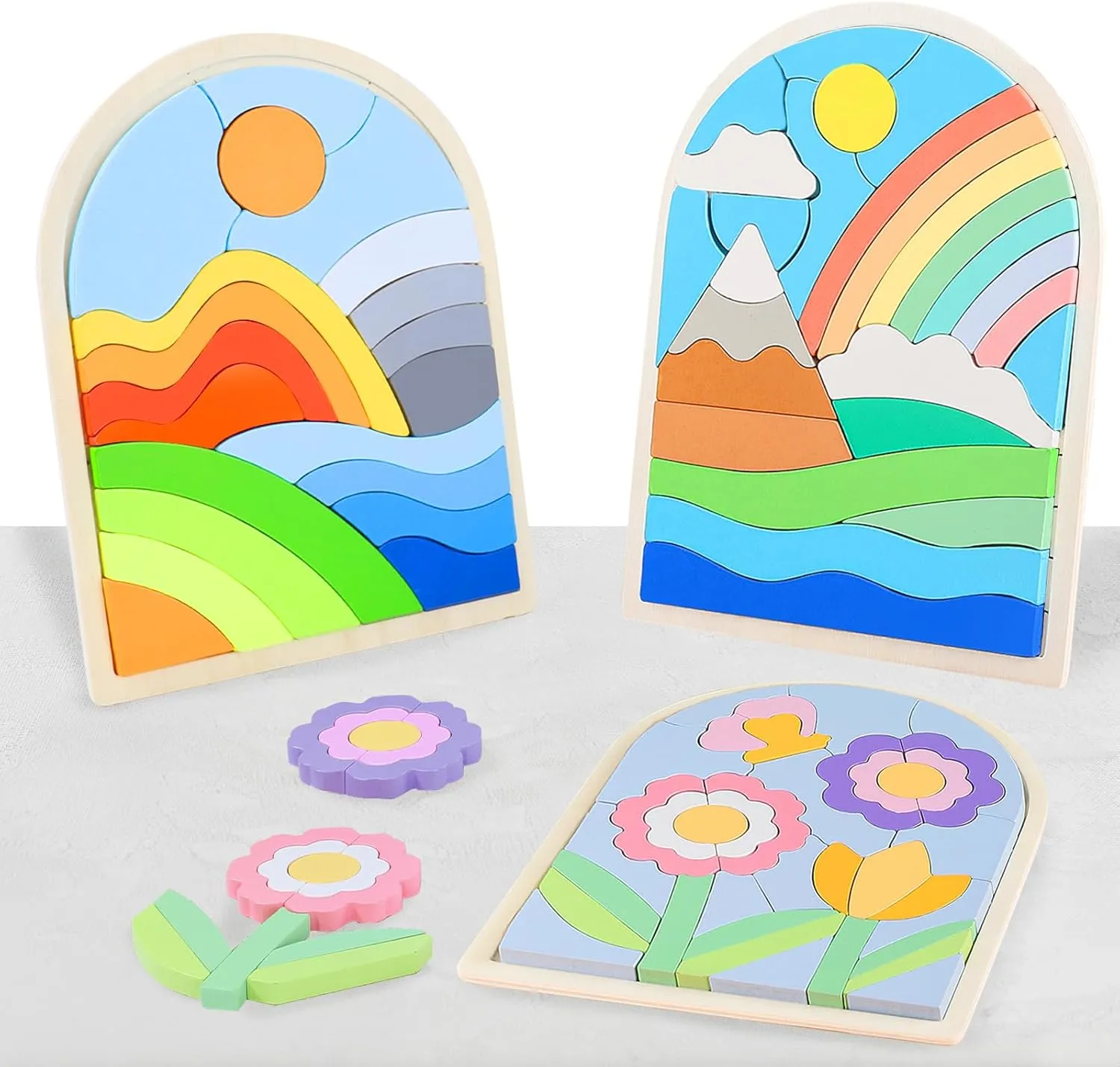 Jigsaw for Baby Boys, Wooden Puzzles for Toddlers 3-5, Boys Girls Birthday Gift for Kids Ages 4-6, Toddler Puzzles Montessori Toys for 3 Year Old, Great Gifts for 3  Year Olds (3 Pack)