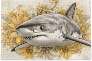 Jigsaw Puzzle Fish Florals Cute for Adults 500 Pieces, Impossible Challenging Hard Difficult Puzzles for Adults Jigsaw Puzzles for Party Entertainment Family Games