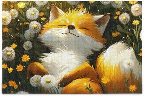 Jigsaw Puzzle 1000 Piece, Fox Cute Grassland Educational Intellectual Decompression Puzzle Game Jigsaw Puzzle for Adult Active Thinking Party Entertainment, Family Games