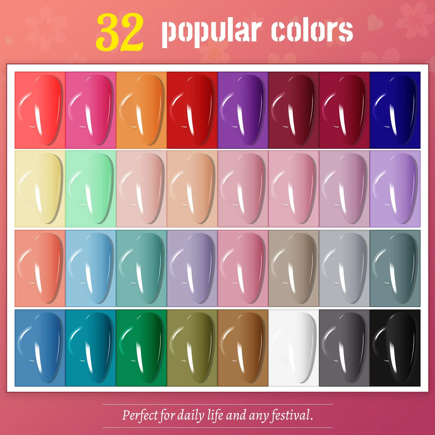 JODSONE Gel Nail Polish Kit with U V Light 36 PCS Classic Black and White Nude and Blue Purple Gel Polish Set with Manicure Tools Suitable for All Sea