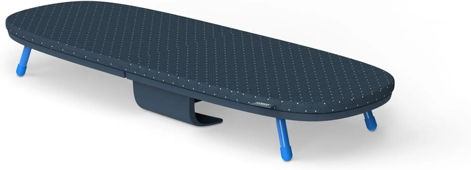 Joseph Joseph Pocket Plus Folding Space saving Compact Tabletop Ironing Board with Iron Holder and wall mount, Blue/Black