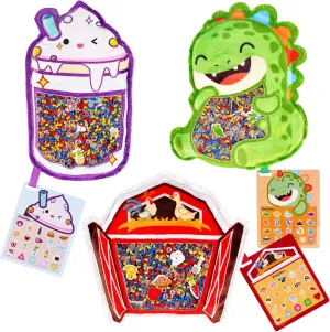 Joyreal Hide and Seek Busy Bag- 3 Pack Seek and Find Hidden Object Game, Sensory Hidden Object Search Problem Solving Travel Game for Kids 3 , Including Alphabet, Dinosaur, Farm, Food, Animals