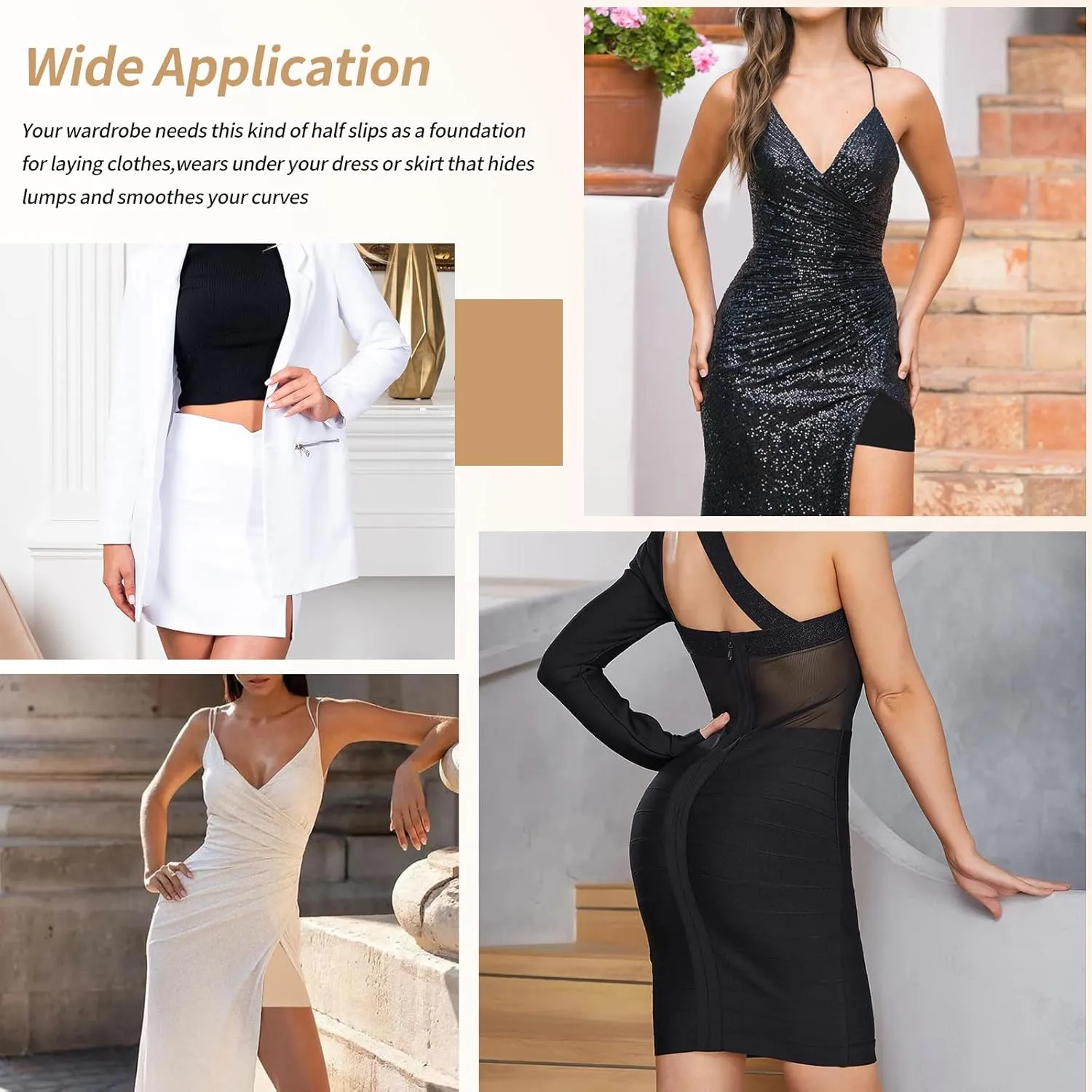 JOYSHAPER Half Slips Shapewear Skirt Under Dress Tummy Control High Waist Shapewear Half Skirt With Built In Thong