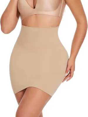 JOYSHAPER Half Slips Shapewear Skirt Under Dress Tummy Control High Waist Shapewear Half Skirt With Built In Thong