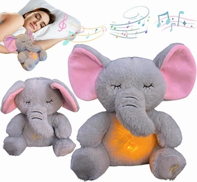 JULI DREAM Anxiety Relief Koala Elephant, Breathing Teddy Anxiety Bear with Calming Music, Lights, Sleeping Otter Plush, Soothing Elephant for Adults & Kids, Stress Relief Stuffed Animal