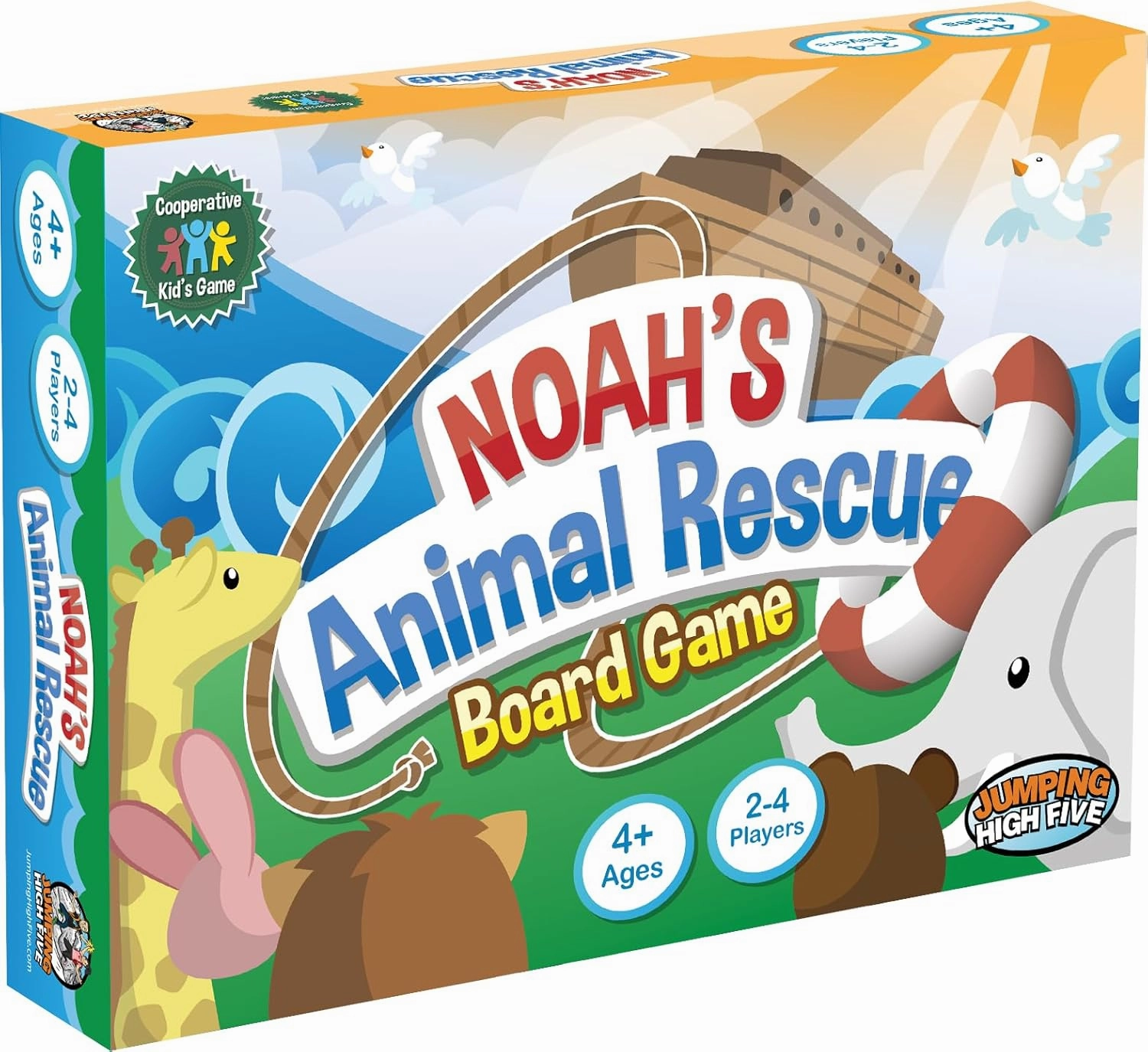 Jumping High Fives Noah’s Animal Rescue - Cooperative Noah’s Ark Animal Bible Story Board Game for Kids Ages 4 , No Reading Required and Easy to Learn, Perfect for Family Game Night