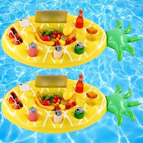 Karenhi 2 Pcs Large Floating Drink Holder for Pool 9 Holes Bar Inflatable Pool Drink Holder Hot Tub Accessories Pool Floats Bar Floating Pool Tray for Beach Swimming Party Accessory