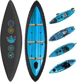 Kayak Cover,420D Kayak Canoe Cover for Outdoor Storage Heavy Duty & Waterproof, Fade-Resistant, Fits Canoe, Paddle Board, SUP, and Kayak Boat