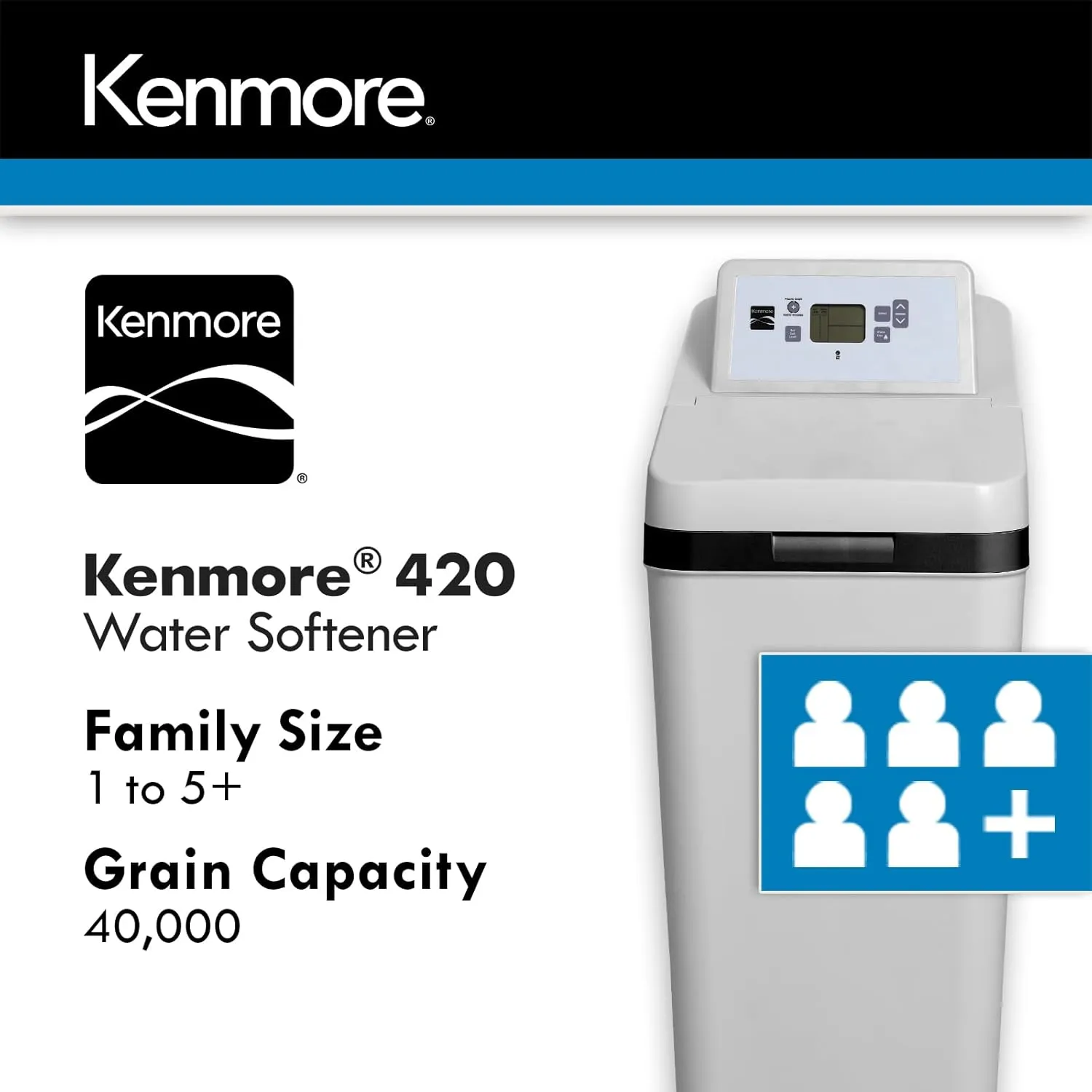 Kenmore 420 Water Softener With Ultra Flow Valve | Reduce Hardness Minerals & Clear Water Iron | Whole Home Water Softener | Easy To Install | Reduce Hard Water In Your Home, Grey