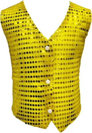 Kids Boys Girls Shiny Sequins Vest Sleeveless Jazz Hip-hop Dance Jacket Waistcoat Stage Performance Choir Party Top Gilets