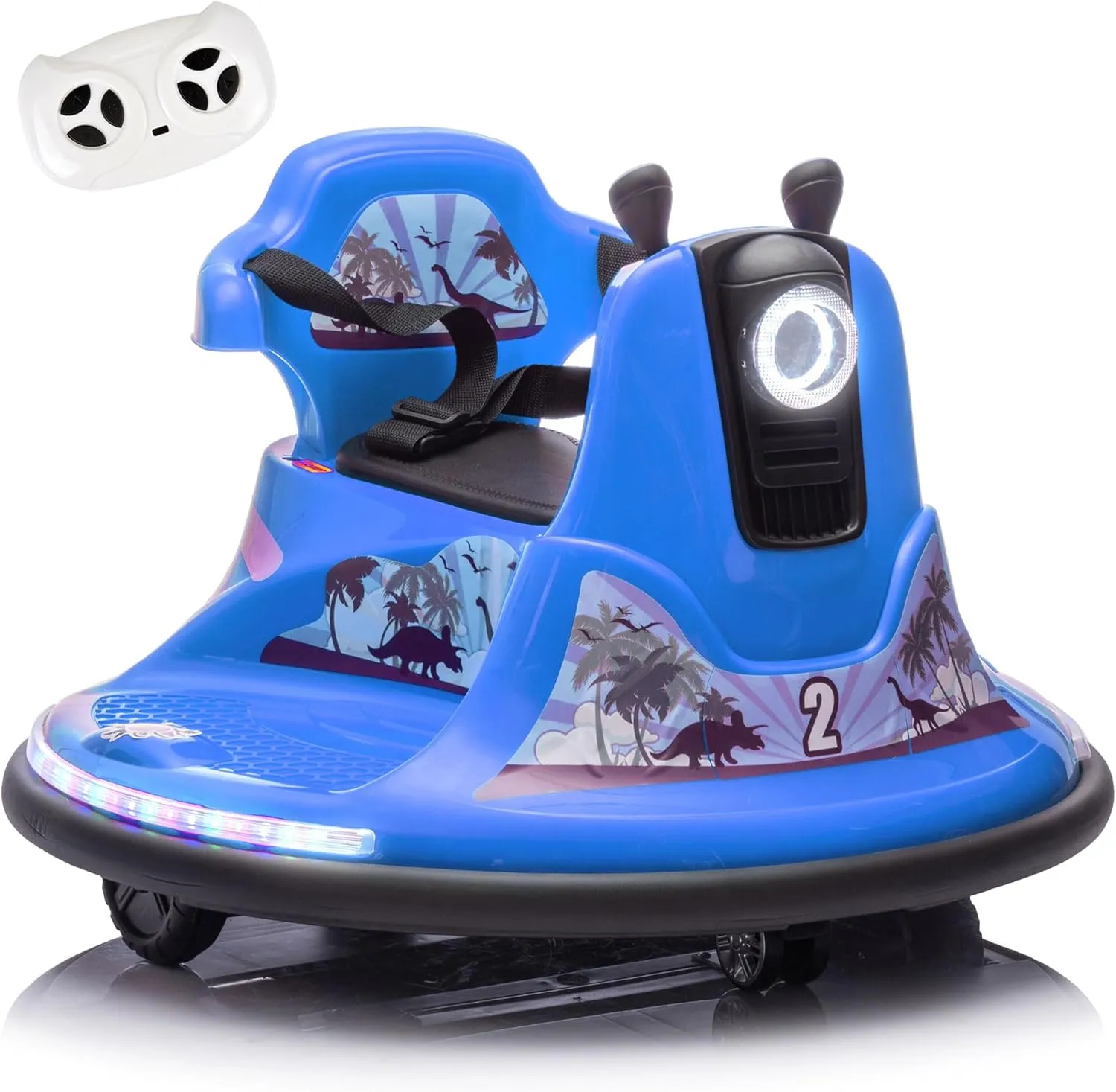 Kids Bumper Car Ages 3-8,Parent Remote Control 360 Spin Bluetooth Music Lights,66 lbs Capacity Indoor Outdoor Ride On Toy(Blue)