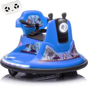 Kids Bumper Car Ages 3-8,Parent Remote Control 360 Spin Bluetooth Music Lights,66 lbs Capacity Indoor Outdoor Ride On Toy(Blue)