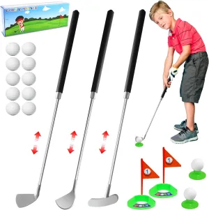 Kids Golf Clubs Set,Metal Right Hand Toddler Golf Clubs Toys for Indoor and Outdoor Sport Toys,Christmas Birthday Gifts for Boys and Girls Aged 6 7 8 9 Years Old