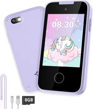 Kids Smart Phone Toy for 3 4 5 6 Year Old, Touchscreen Kids Phone Dual Camera with Music Flashlight Games Alarm Alphabet Learning Toys Christmas Birthday Gifts for Girls Ages 3-6 with SD Card Purple