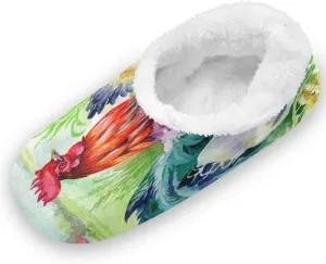 Kids Toddler House Slippers Chicken Rooster Grass Field Winter Home House Warm Fur Indoor Slipper for Boys Girls, XS