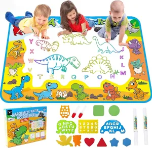 Kids Toys Water Doodle Mat: Dinosaur Painting Coloring Pad for Toddlers 1-3 - Aqua Magic Drawing Board for 2 3 4 Year Old Toddler Arts and Crafts Christmas Birthday Gifts for Girls Boys Age 2-4 3-5