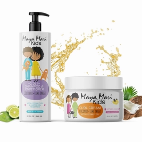Kids 2 in 1 Shampoo and Conditioner and Curl Cream Set for Curly Hair Products, Tear Free, Sulfate Free, Cruelty Free Haircare for Boys and Girls