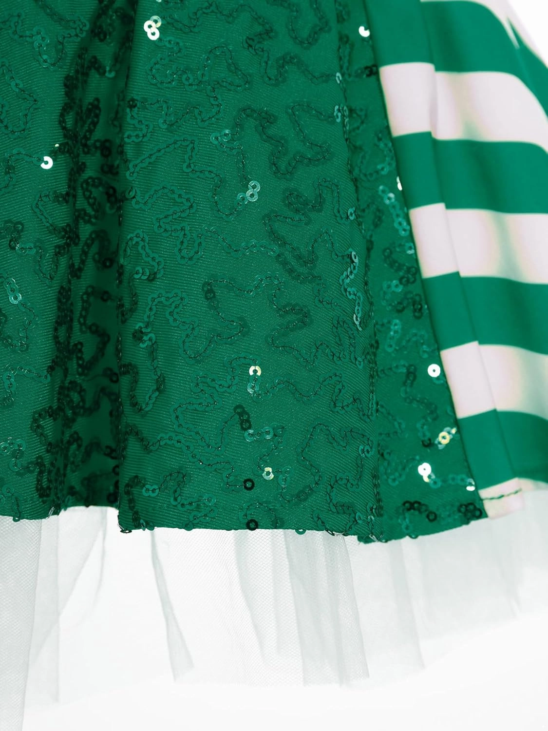 Kids Christmas Elf Dresses Girls Ballet Dance Figure Skating Performance Dress Sequin Leotard Tutu Skirt