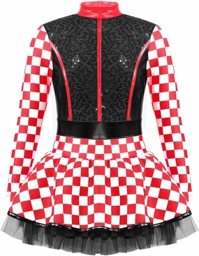 Kids Girls Racing Car Driver Costume Shiny Sequins Dance Costume Halloween Cosplay Fancy Dress Up