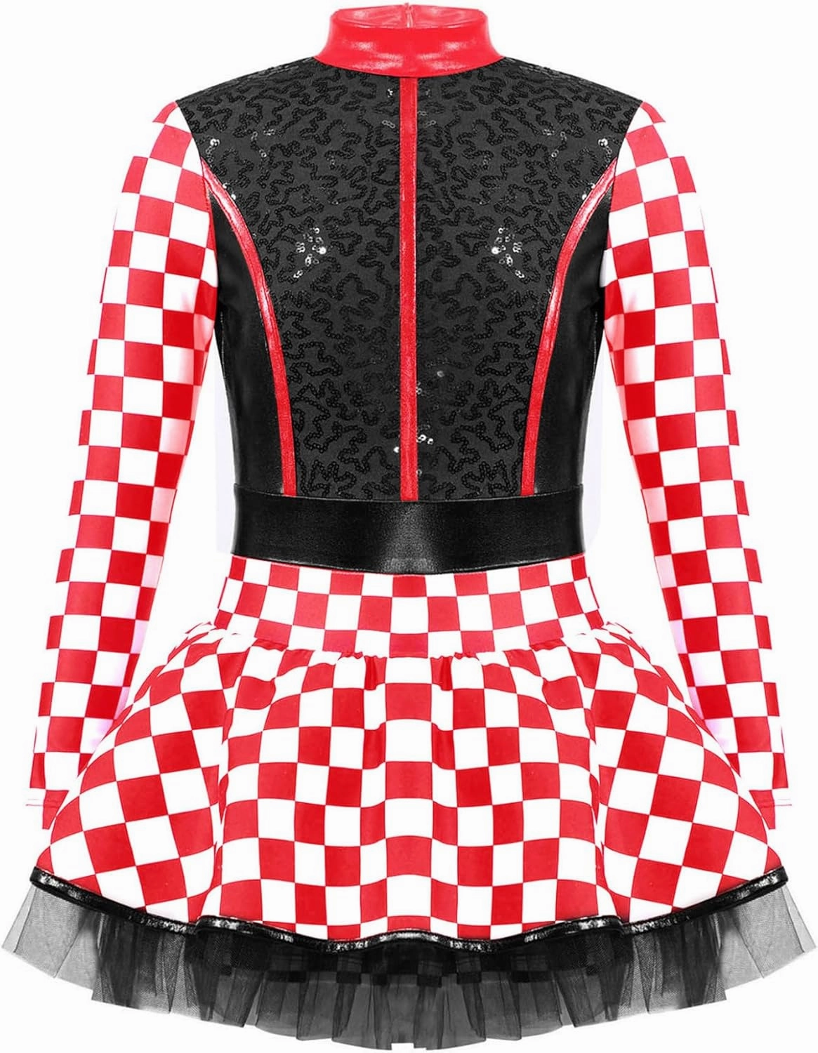 Kids Girls Racing Car Driver Costume Shiny Sequins Dance Costume Halloween Cosplay Fancy Dress Up